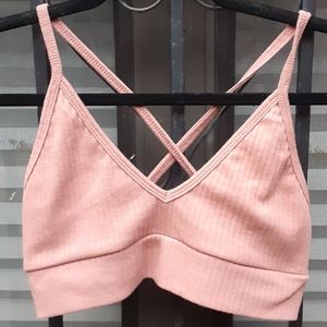 Missguided cross back pink bralette crop top